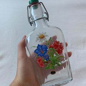 Glass floral flask